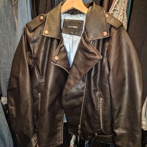 Araxie Faux Leather Moto Jacket - Black